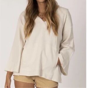 Sisstrevolution Medium Hoodie Frillin It Long Sleeve Kangaroo Pocket cream NWT